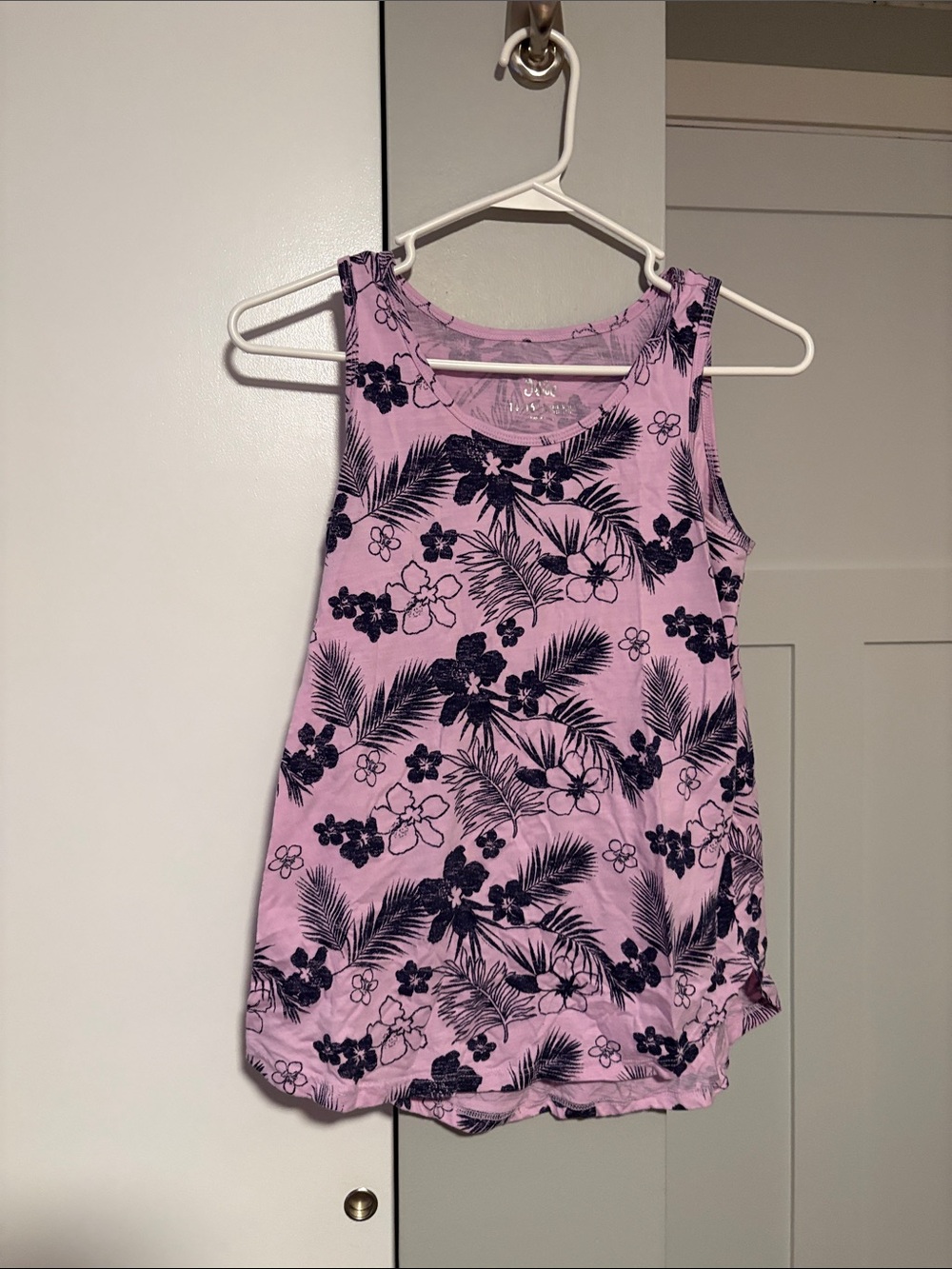 Justice Pink Tank with Navy Floral Print